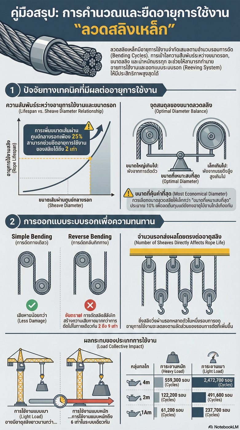 อัตราส่วนรอกนำลวดสลิง D/d Ratio และผลกระทบต่ออายุการล้าของลวดสลิง